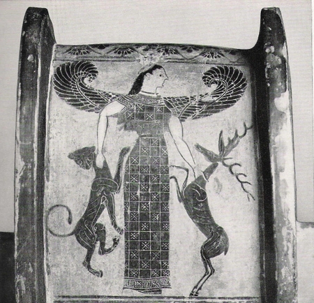 Artemis as Mistress of the Animals, Greek vase painting